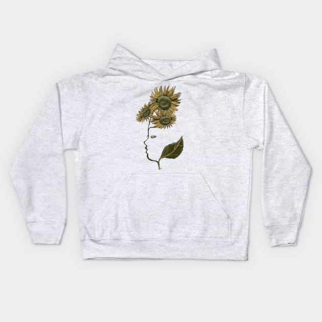 lady sunflower Kids Hoodie by msmart